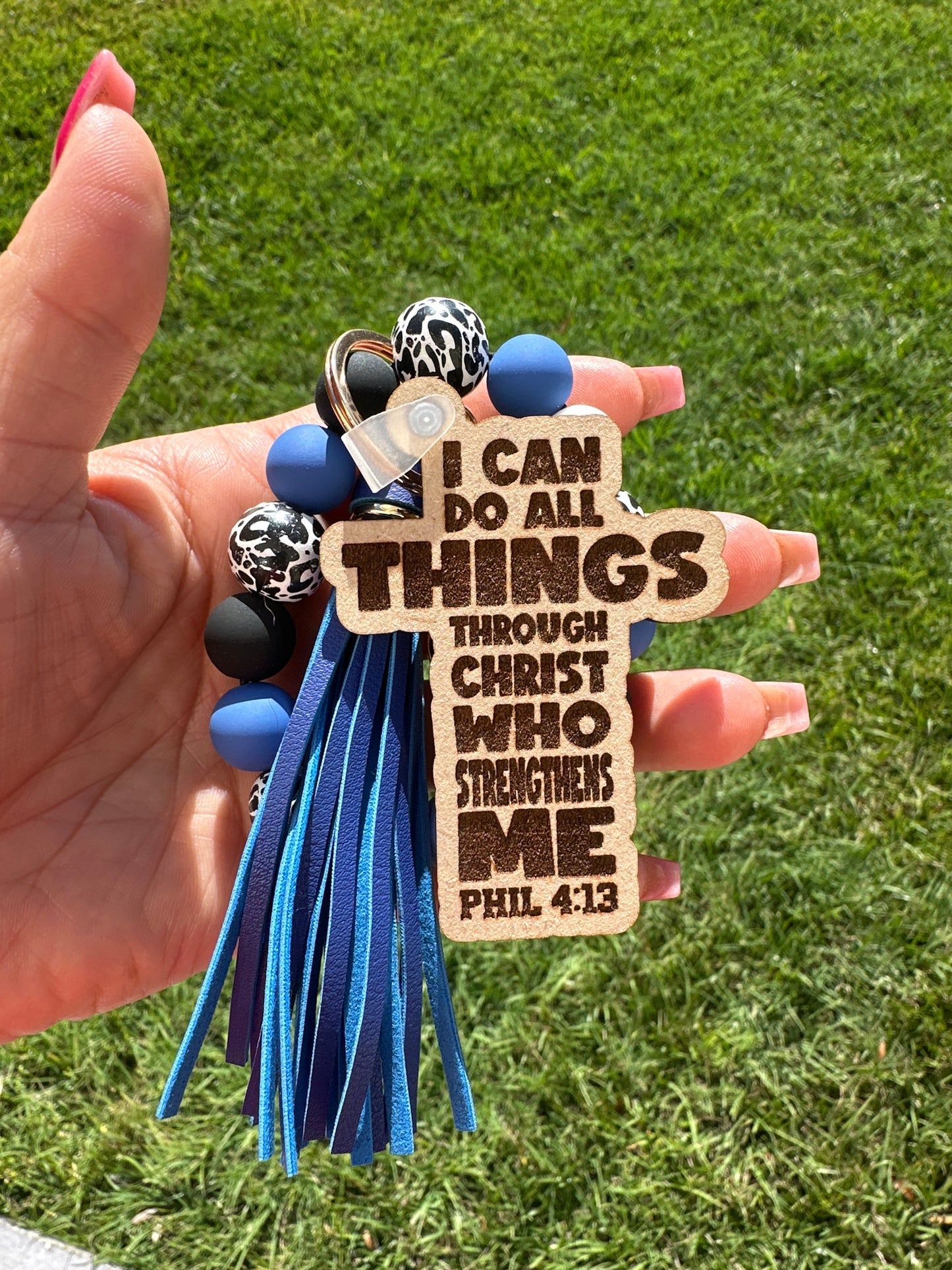 I can do all things through christ CROSS keychain