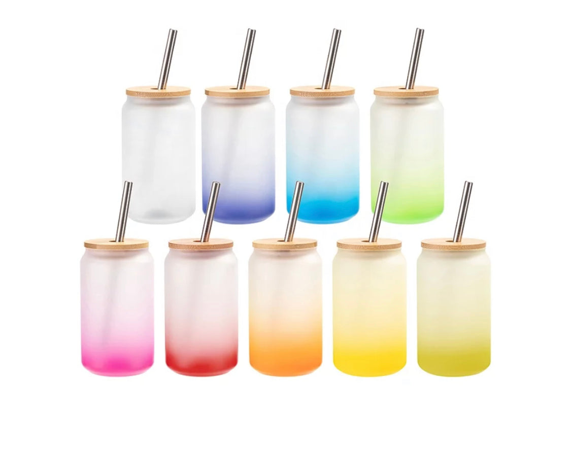 Ombre Bamboo Lid Glass - 18 oz
