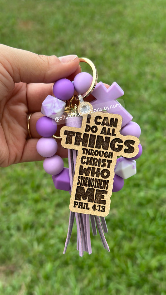 I can do all things through christ CROSS keychain