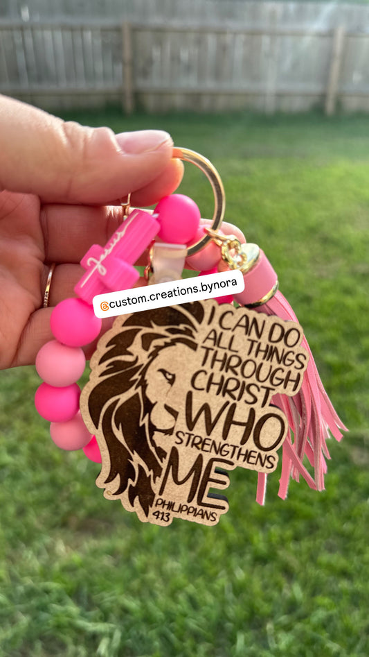 I can do all things through christ LION keychain