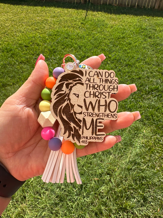 I can do all things through christ LION keychain