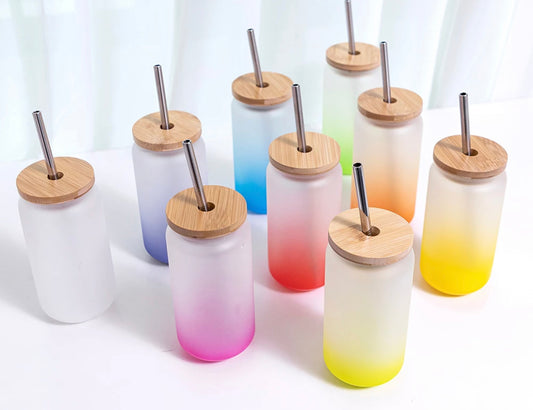Ombre Bamboo Lid Glass - 18 oz
